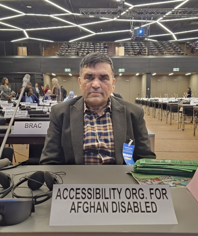 Mr. Abdul Khaliq Zazai, the founder and executive director of the Accessibility Organization for Afghan Disabled (AOAD) at UNHCR Globa Refugees Forum Geneva 13-15 December 2023